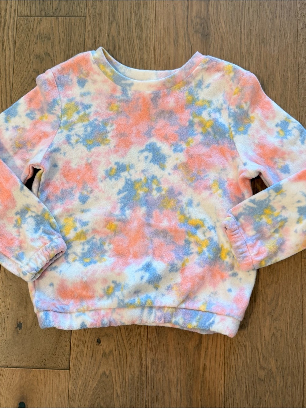 Cat & Jack Pastel Tie-Dye Fleece Sweatshirt - Coral, Light Blue & Yellow
